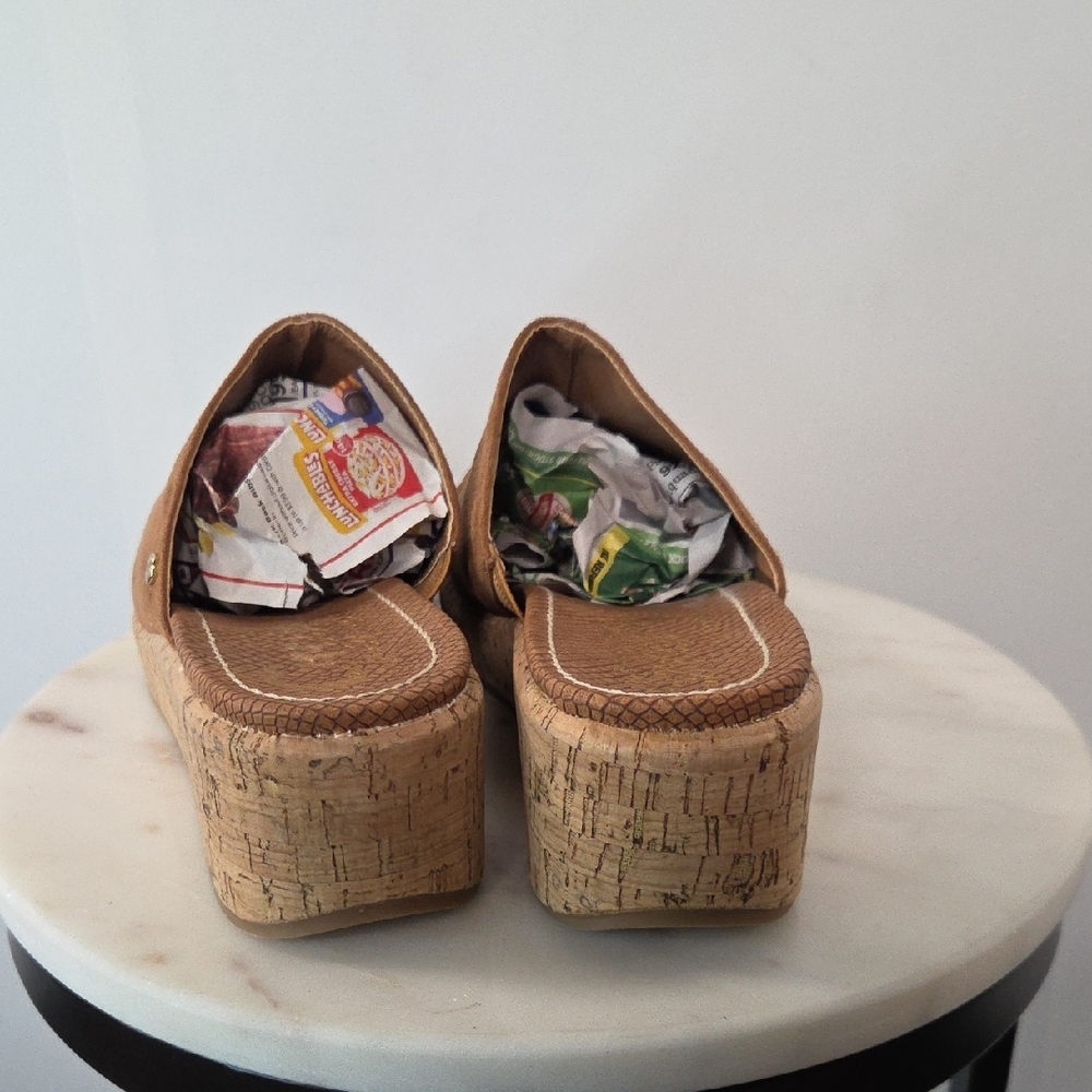 Circus by Sam Edelman Tan Faux Suede Cork Wedge Sandals Size 7 - Picture 4 of 6